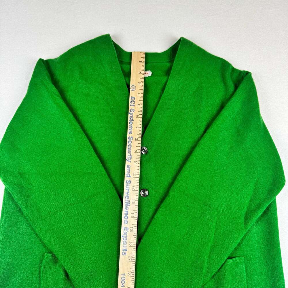 Vintage 100% Pure Cashmere Green Cardigan Sweater Size 46 - Picture 4 of 12